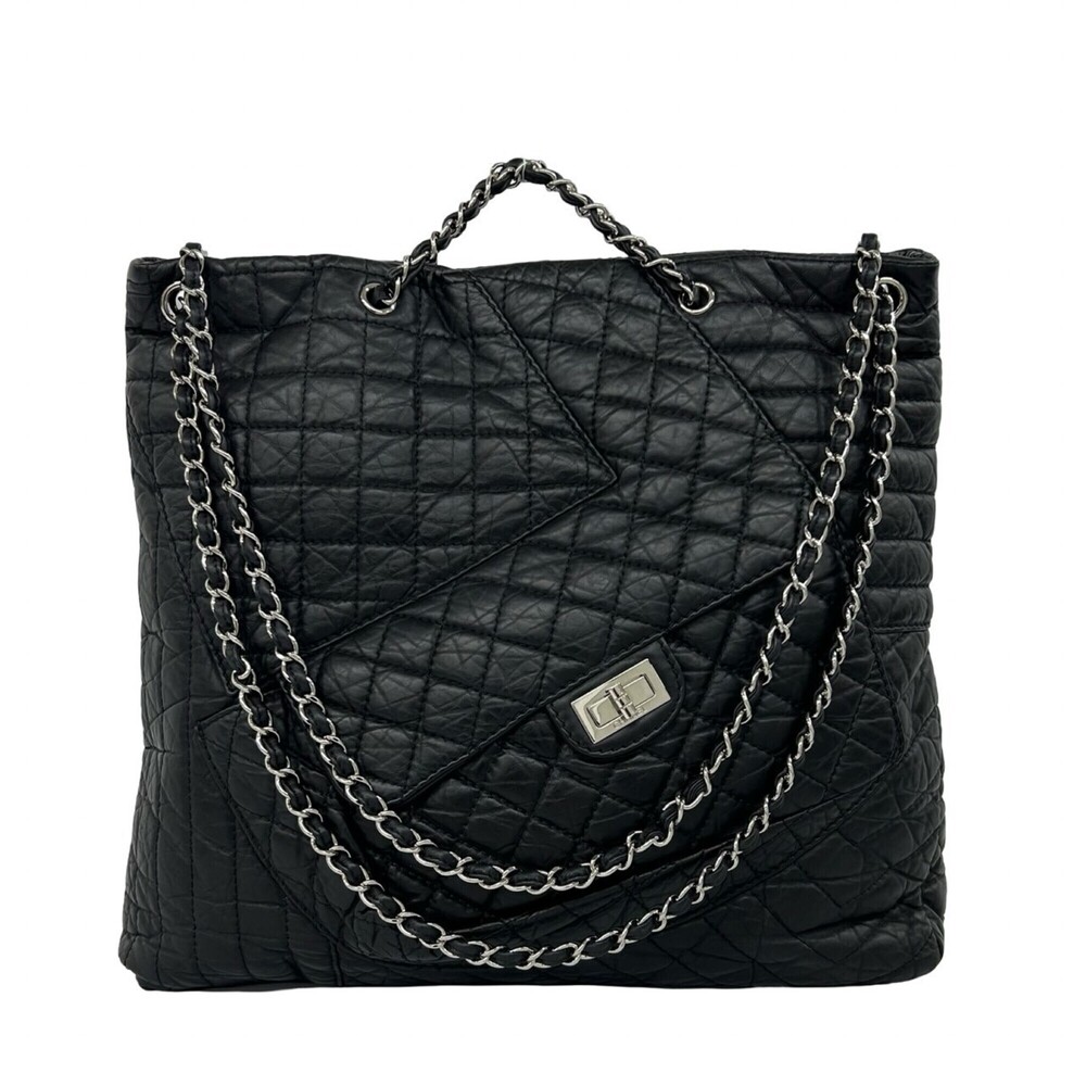 CHANEL 2.55 Matelassé Leather Shoulder Bag/Handbag, Black, 29637